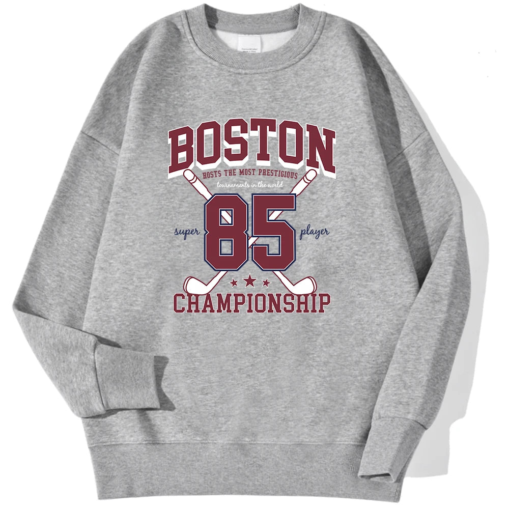 Boston 85 Players Championship Printing Men'S Sweatshirts Autumn Casual Hoodies Loose Warm Pullover Street Trend Sportswears Boston 85 Players Championship Printing Men'S Sweatshirts Autumn Casual Hoodies Loose Warm Pullover Street Trend Sportswears